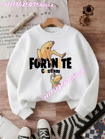 2026 Детски суитшърти с качулка Fortnites, аниме Fortress Night, пролетно-есенни худита за игра, спортно облекло за деца, подарък