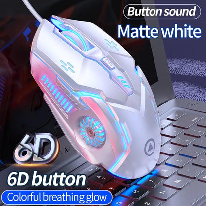 YINDIAO Ergonomic Wired Gaming Mouse RGB Mute Mause LED Backlit 3200dpi 6Button G5 USB Mechanical Mouse For PC Laptop Computer