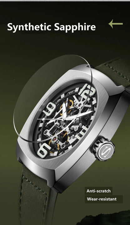 2025 Seagull Men's Mechanical Watches 44MM Skeleton Dial Luxury Man Wristwatch Sapphire Stainless Steel Waterproof Clock 6167