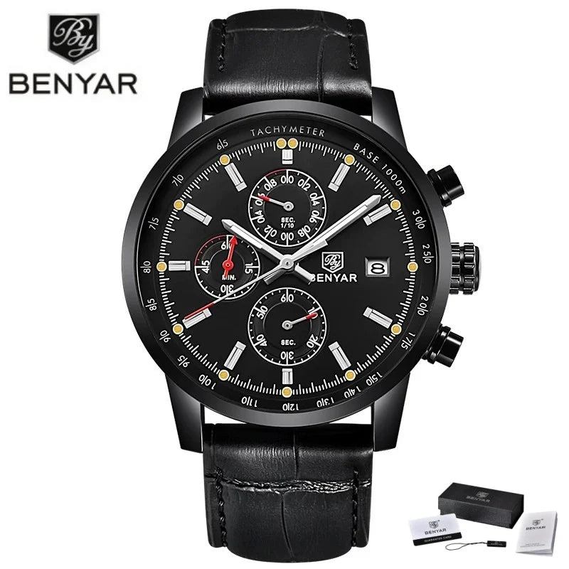 Montre pour homme BENYAR 5102 – Chronographe sportif de luxe à quartz, accessoire de mode d'une grande marque