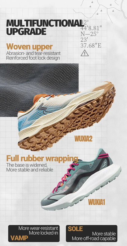 361 Degrees WUXIA 2 Running Shoes Light Breathable Cushioning Non-Slip Soft Outdoor Hiking Versatile Sneakers Male 672542201
