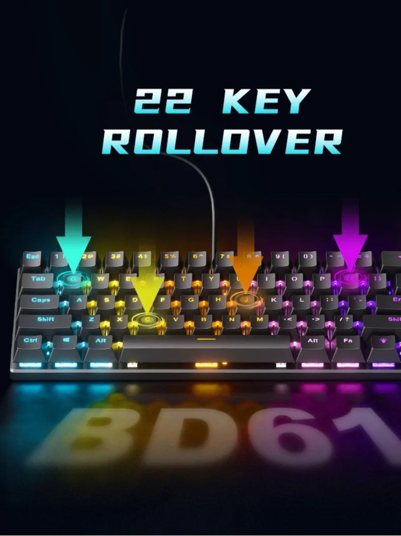 RGB Teclado mecanico branco 60% mechanical keyboard gaming white clavier gamer blanco tecla key board black pc keyboards