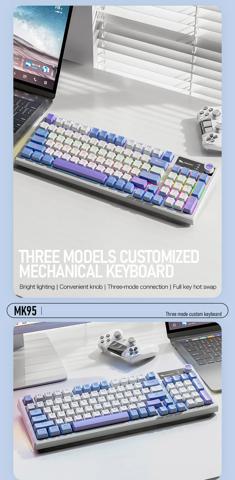 Spanish Mechanical Keyboard Spanish Russian Arabic Korean Thai Gaming Keyboard 95 Key Layout Backlight Type C With Numpad SK15