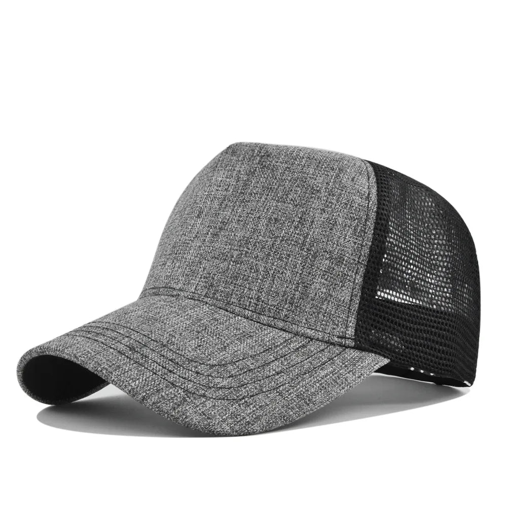 Customized Logo Hard Top 5 Panels Mesh Baseball Cap For Men Women Advertising Cap Breathable Sun Hat Solid Color Visor Gorra