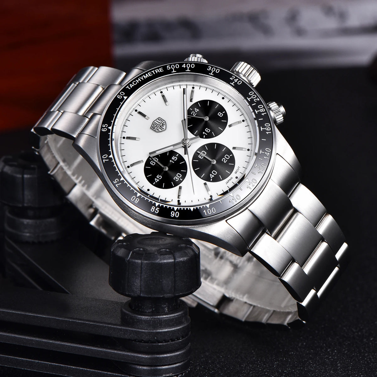 Montres pour hommes Rolls Timi Panda – Chronographe à quartz, modèle de luxe, verre saphir avec traitement antireflet, étanche, style sportif