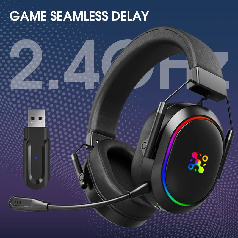 LDON Wireless Gaming Headset for PS5 PS4 Bluetooth 2.4GHz Headphone with Surround Sound Memory Foam for Switch Laptop Mobile Mac