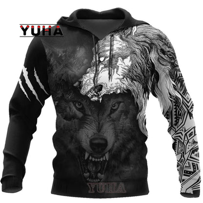 Wolf 3d Printed Hoodies Unisex Cool  Pullover Animal Graphic Sweatshirt Men’s Street Wear