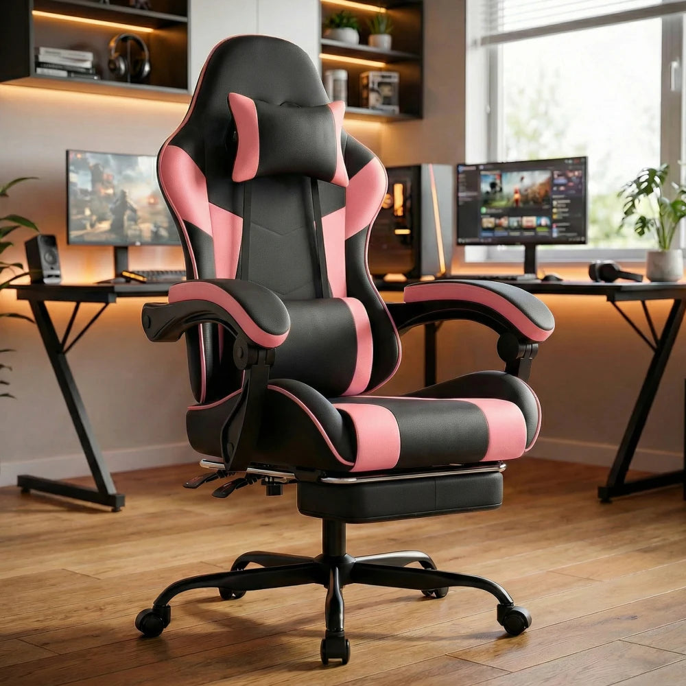 Gaming Chair Ergonomic Gaming Chair with Lumbar Support, Breathable Pu Leather Office Chair,Comfortable Computer Chair