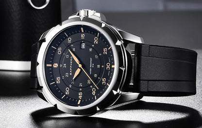Reloj para hombre SAPPHERO: reloj de cuarzo de lujo, resistente al agua hasta 50 m, equipado con un mecanismo importado y una caja de acero inoxidable. Una idea de regalo ideal para hombre.