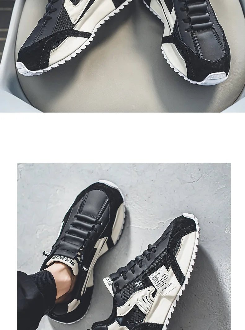 Shoes for Men Casual Sports Four Seasons Moccasins Trend Designed Personality Lace-up Leather Sneakers Comfortable Breathable