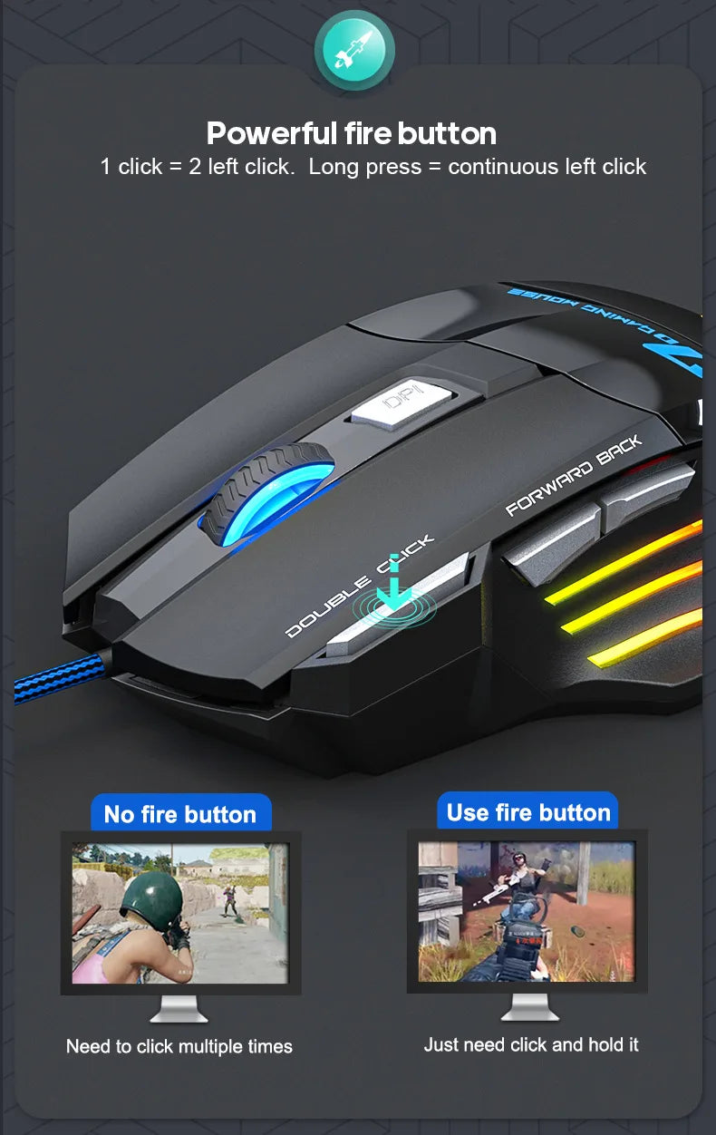 IMICE X7 Optical Gaming Mouse  Adjustable DPI Ergonomic Anti Slip Design Colorful Luminuse Suitable for DesktopComputers  Laptop