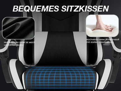 WOTSTA Gaming Chair with Footrest Gamer Chairs Ergonomic with Lumbar Cushion Headrest Height Adjustable Computer Chair