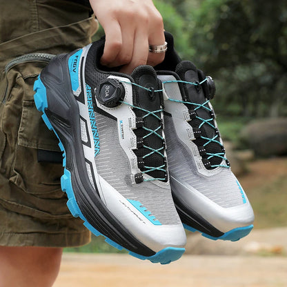 Chaussures de course pour hommes 2025 nouvelles chaussures de randonnée hors route en plein air en maille respirante amorti chaussures de marche plates en maille souple pour homme