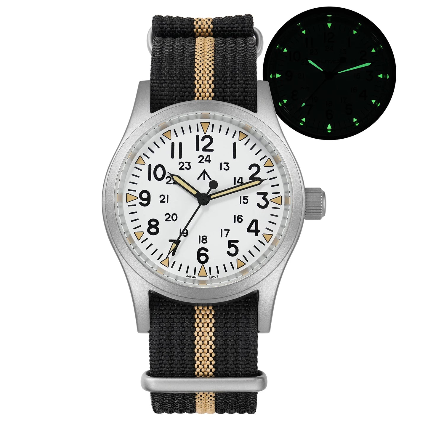 Militado ML05 38mm Vintage Watch VH31 Quartz Movement Field Watches Domed Sapphire Crystal With High Clear AR Coating Wristwatch