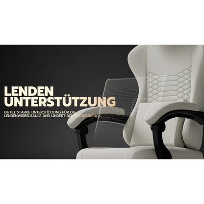 Gaming Chair Fabric Office Chair, Massage Gaming Chair with Headrest, Ergonomic Racing Gaming Seat with Footrest, for Relaxing