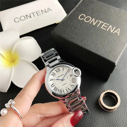 New Brand Luxury Stainless Steel Men and Women Luxury Atmosphere Quartz Watches Fashion Blue Balloon Women Date Watch Suit