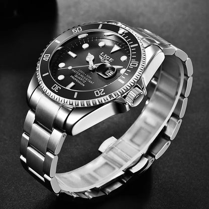 Reloj para hombre LIGE: cronógrafo de cuarzo, resistente al agua, estilo informal y profesional, accesorio de moda de lujo de una gran marca.