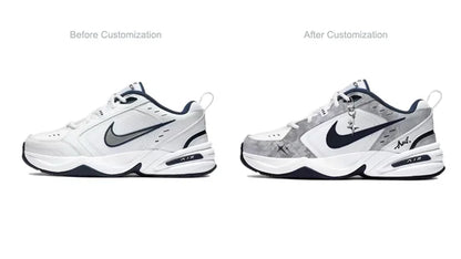 Custom Sneakers Nike Air Monarch 4 "Misty Night Blue Star" Classic Retro Men's Running Shoes