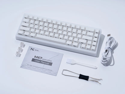 XVX M67 JadeStone Mechanical Keyboard With IMD-Tech Keycaps Hot Swappable Gasket Tri-Mode Custom RGB Wireless Keyboard 65%