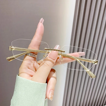 Popular Brand Brown Square Women Sunglasses Fashion Luxury Rimless Rectangle Sun Glasses Female Shades UV400 Vintage Eyewear