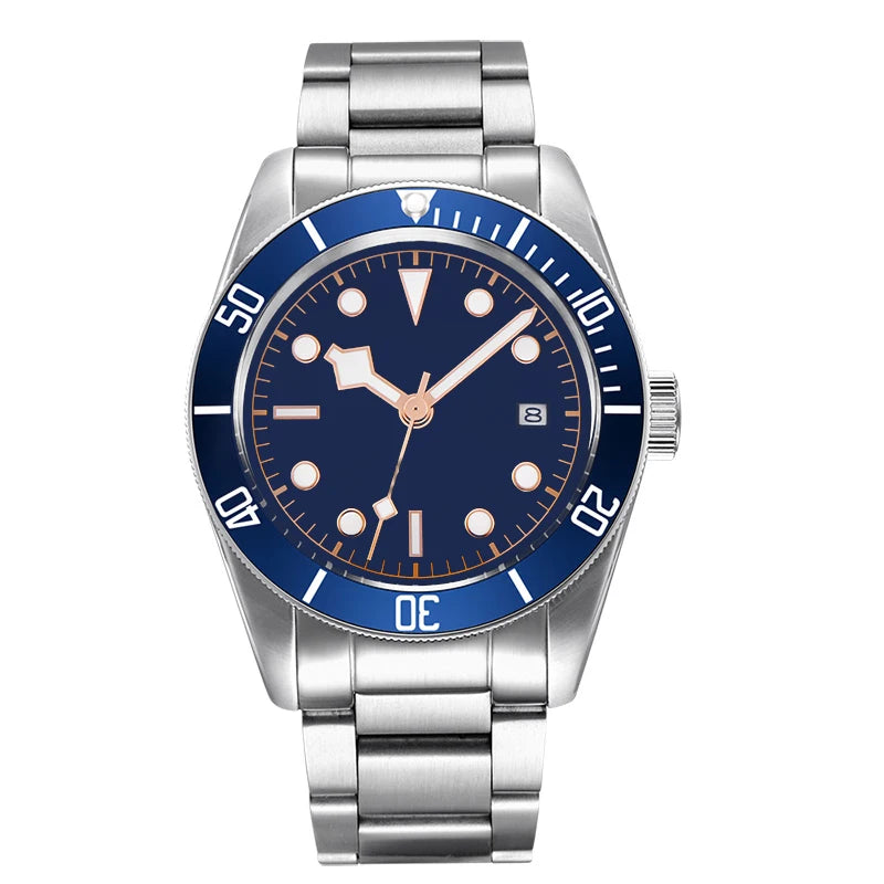 41MM Custom Name NH35A / Miyota 8215 Personalized Men's Automatic Watch Black Dial · Sapphire Crystal · 20ATM · Name & Logo E