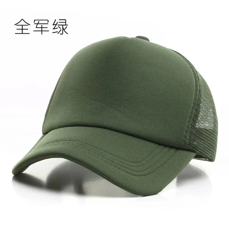 Unisex Cheaper 5 Panel Trucker Hat For Adult Summer Net Baseball Cap Men Women Blank Mesh Adjustable Sun Hat Visor