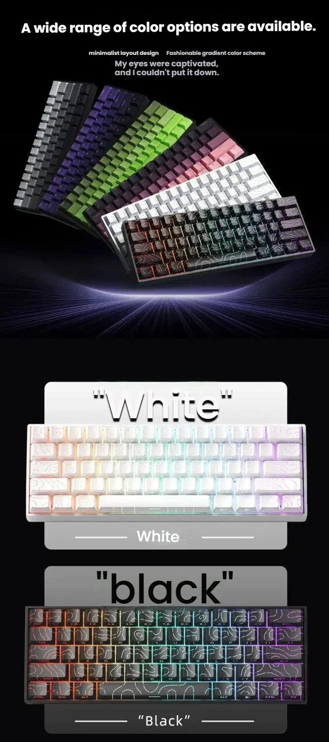 K61 kabelgebundene tragbare mechanische Tastatur, Phantom RGB farbenfroh, Reaktionsgeschwindigkeit auf Gaming-Niveau, ergonomisches Design, für Gaming und Büro geeignet