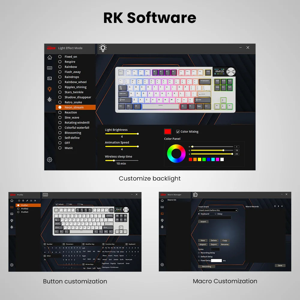 RK ROYAL KLUDGE S85 TFT Color Screent Mechanical Keyboard Tri Mode Wireless 85 Keycaps Hot-Swappable Gamer Keyboard RGB Backlit