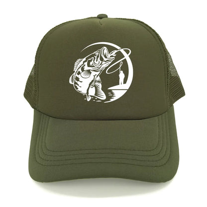 Fishing Skeleton Trucker Cap Summer Men Cool Fisherman Fishing Hat Baseball Cap Unisex Outdoor Mesh Net Caps MZ-238