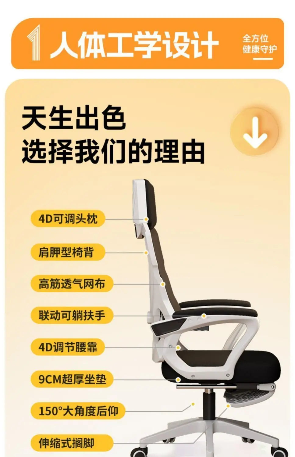 Ergonomic Chair Reclining College Student Dormitory Waist Computer Chair Comfortable Sedentary E-sports Chair