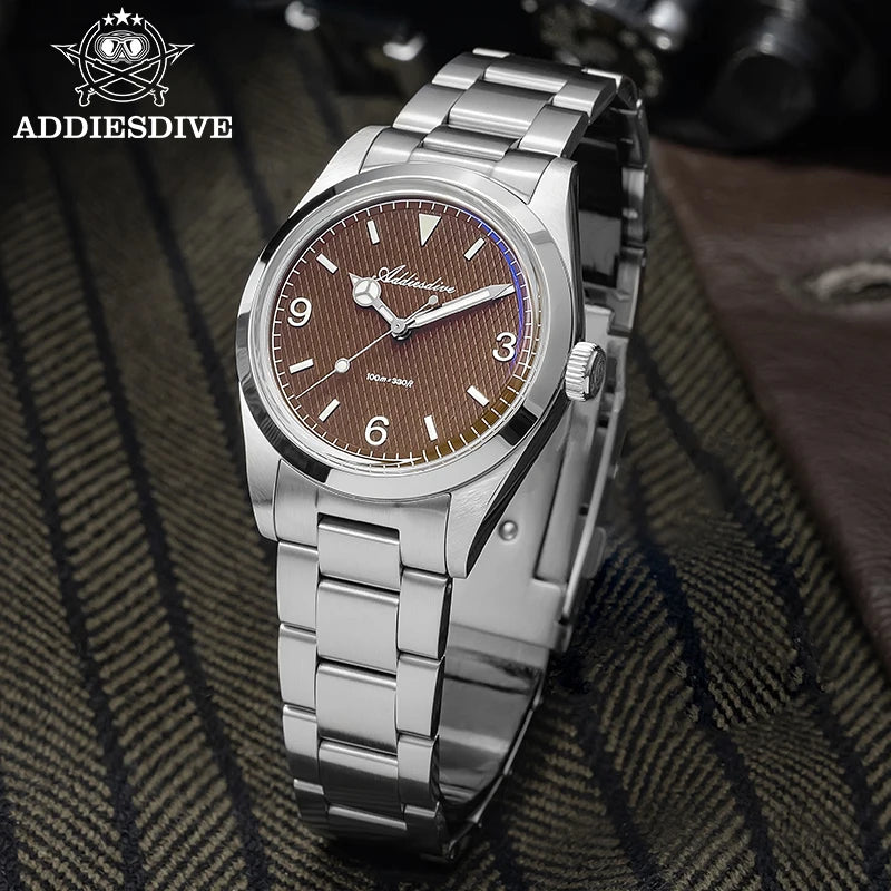 Reloj para hombre ADDIESDIVE – Caja de acero inoxidable 316L, resistencia al agua de 10 bares, esfera luminiscente, modelo AD2096 – Reloj de cuarzo de lujo
