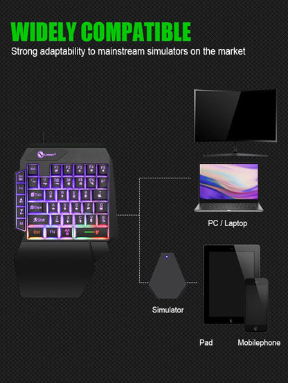 Mechanical one-handed light game wired keyboard, radium engraving characters, engineering hand support
