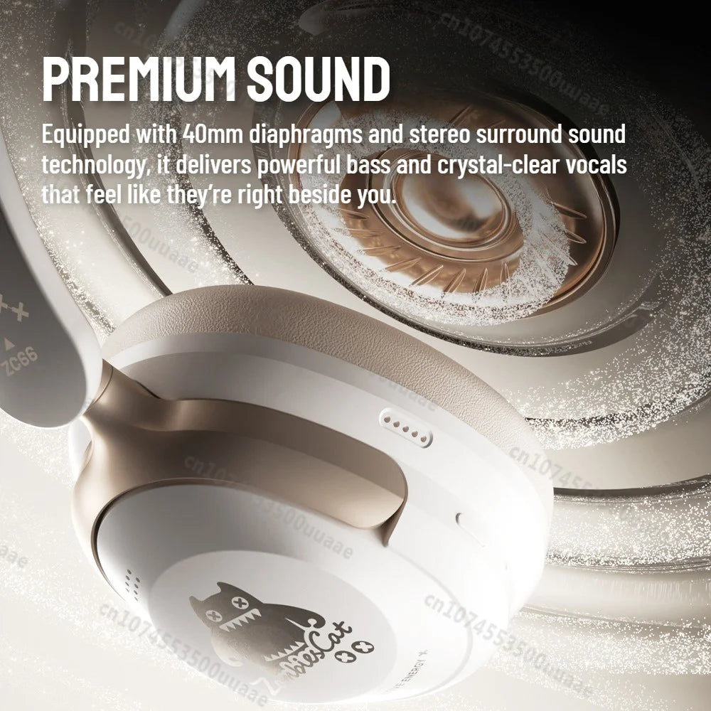 Zombies Cat S10 ANC Bluetooth 6.0 Headphones -45dB Active Noise Canceling Earphone HiFi Stereo Over-Ear Wire/Wireless Headset