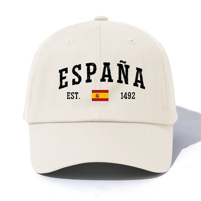 1pc ESPANA Print Baseball Cap for Adults,Minimalist Retro Style Casual Soft Adjustable Dad Hat,Perfect As Gift