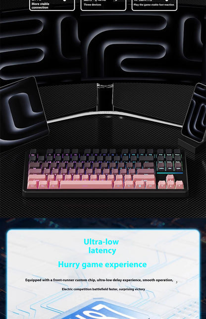 EWEADN X87 Pro Ergonomics Keyboard Mechanical Kids Side Engraving Wireless Bluetooth Triple Gaming 2.4G RGB 87 Layout Customized