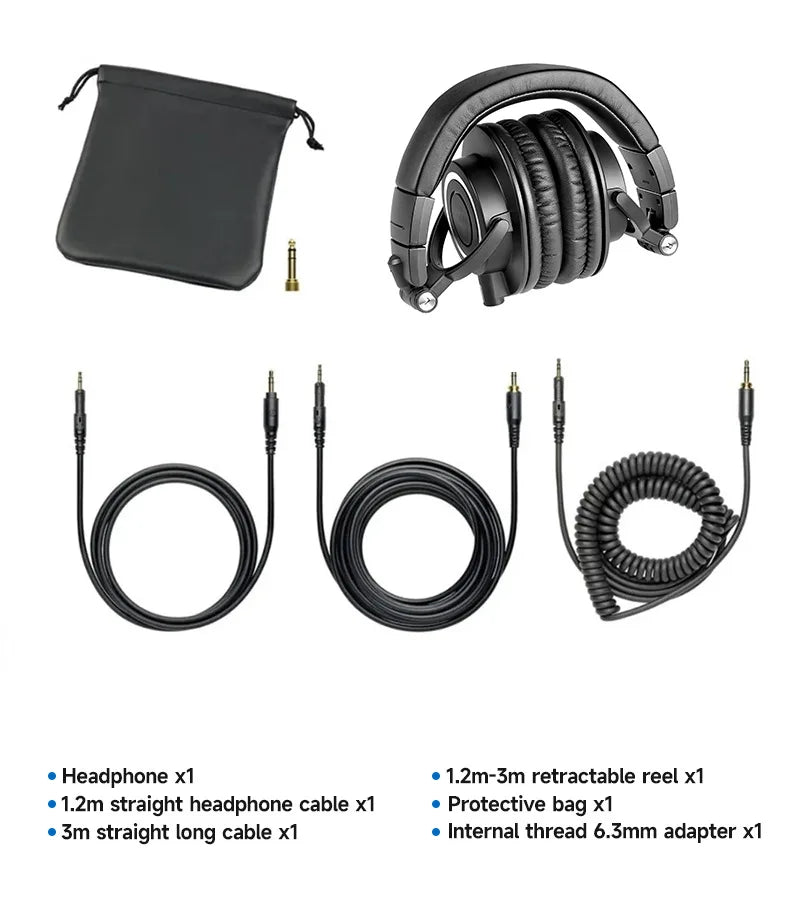 M50X HIFI Audio Headphones Professional Fully Enclosed Foldable Monitoring earphones Game Music Headset orange colour qualified