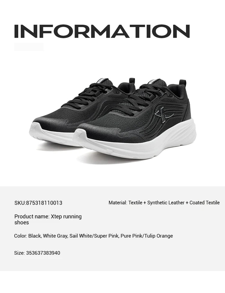 XTEP Running Shoes For Women 2025 Summer New Elastic Comfortable Wear-Resistant Training Professional Sports Shoes 875318110013