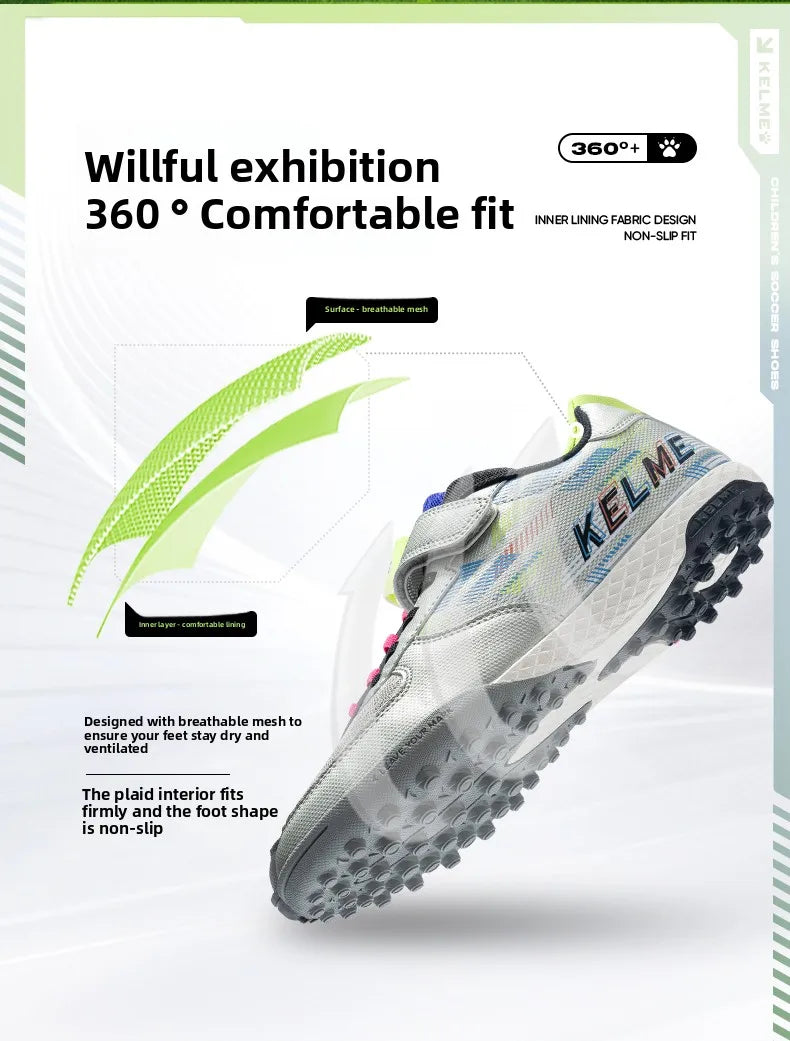 Kelme Children's Soccer Shoes Tf Nail Shoes For Elementary School Students Artificial Grass Five-a-side Football Shoes