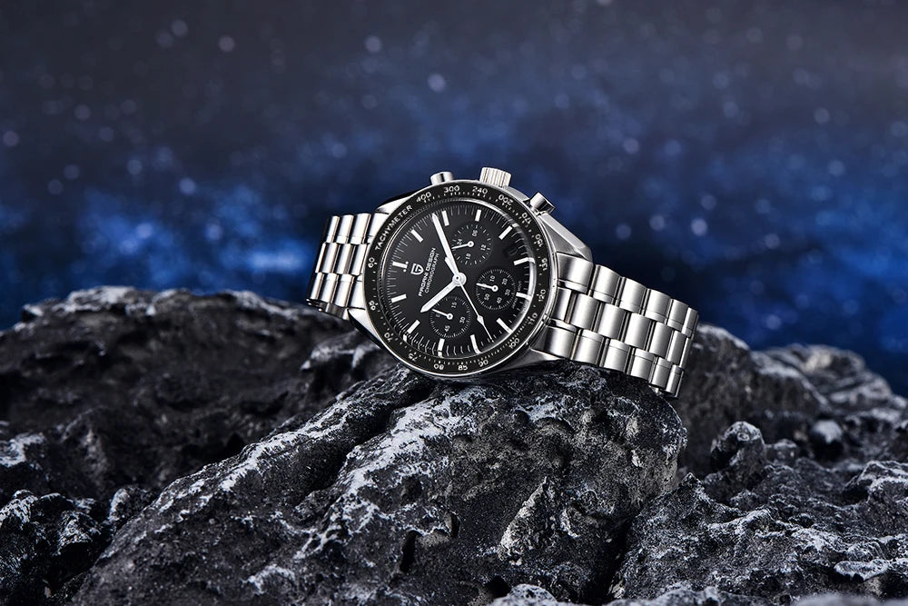 Reloj PAGANI DESIGN Moon: cronógrafo de cuarzo de lujo para hombre, estilo deportivo, cristal de zafiro con tratamiento antirreflectante, esfera luminiscente