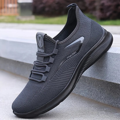 Baskets légères et respirantes en tricot pour hommes, chaussures d'entraînement antidérapantes pour la course à pied, basket-ball, chaussures de sport noires et blanches, semelle en PU