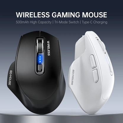 Wireless Tri-Mode Gaming Mouse 2.4G Dual Receiver Bluetooth With Battery Level Display Portable Universal Office Mouse
