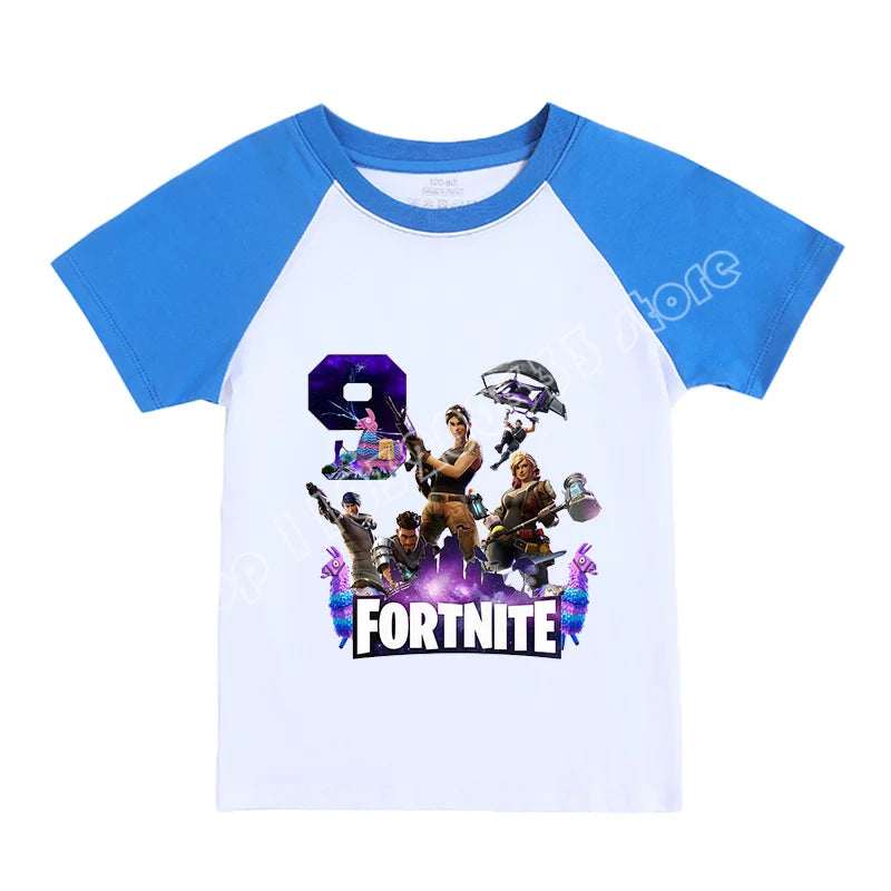 Παιδικό T-Shirt Fortnite με Αριθμούς 0-9, Σχέδιο Cartoon Παιχνιδιού, από Αγνό Βαμβάκι, Κοντομάνικο Casual Αθλητικό Τοπ για Αγόρια και Κορίτσια, Ιδανικό για Δώρο