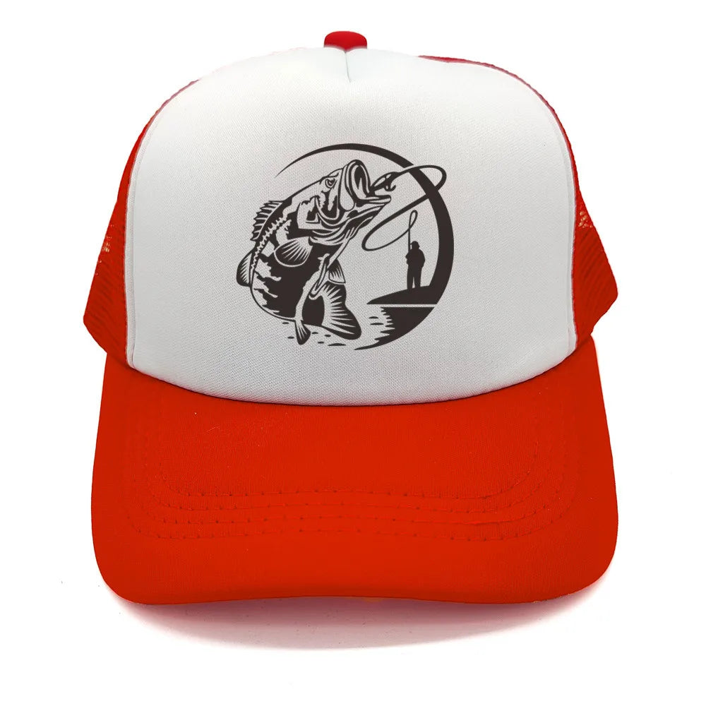 Fishing Skeleton Trucker Cap Summer Men Cool Fisherman Fishing Hat Baseball Cap Unisex Outdoor Mesh Net Caps MZ-238