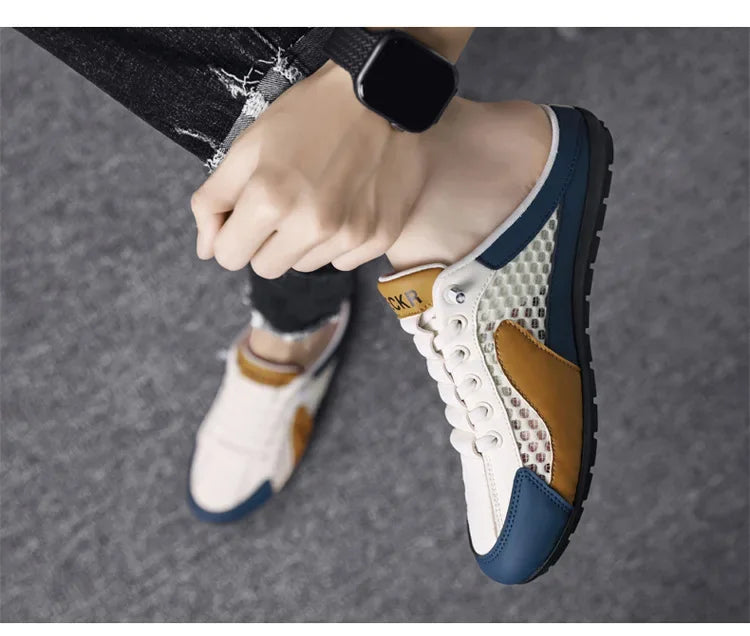 Ανδρικά casual αθλητικά παπούτσια slip-on με κορδόνια, αναπνεύσιμο mesh, unisex, για άνοιξη και φθινόπωρο, χαμηλά, επίπεδα, γρήγορη και εύκολη εφαρμογή