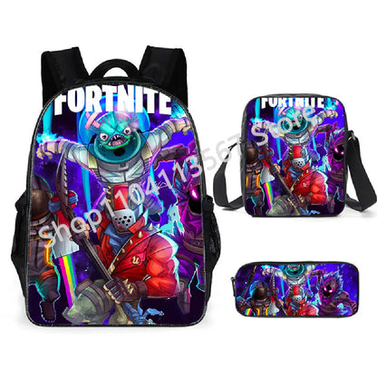 3Pcs/Sets Fortnite School Bags for Boys Girls Cartoon Battle Royale Game Book Bags Sets Games Backpacks School Gifts