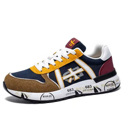 Baskets rétro de marque de luxe pour hommes et femmes, chaussures en maille respirante et en daim, semelle imprimée tendance, à lacets, baskets décontractées pour tous les jours