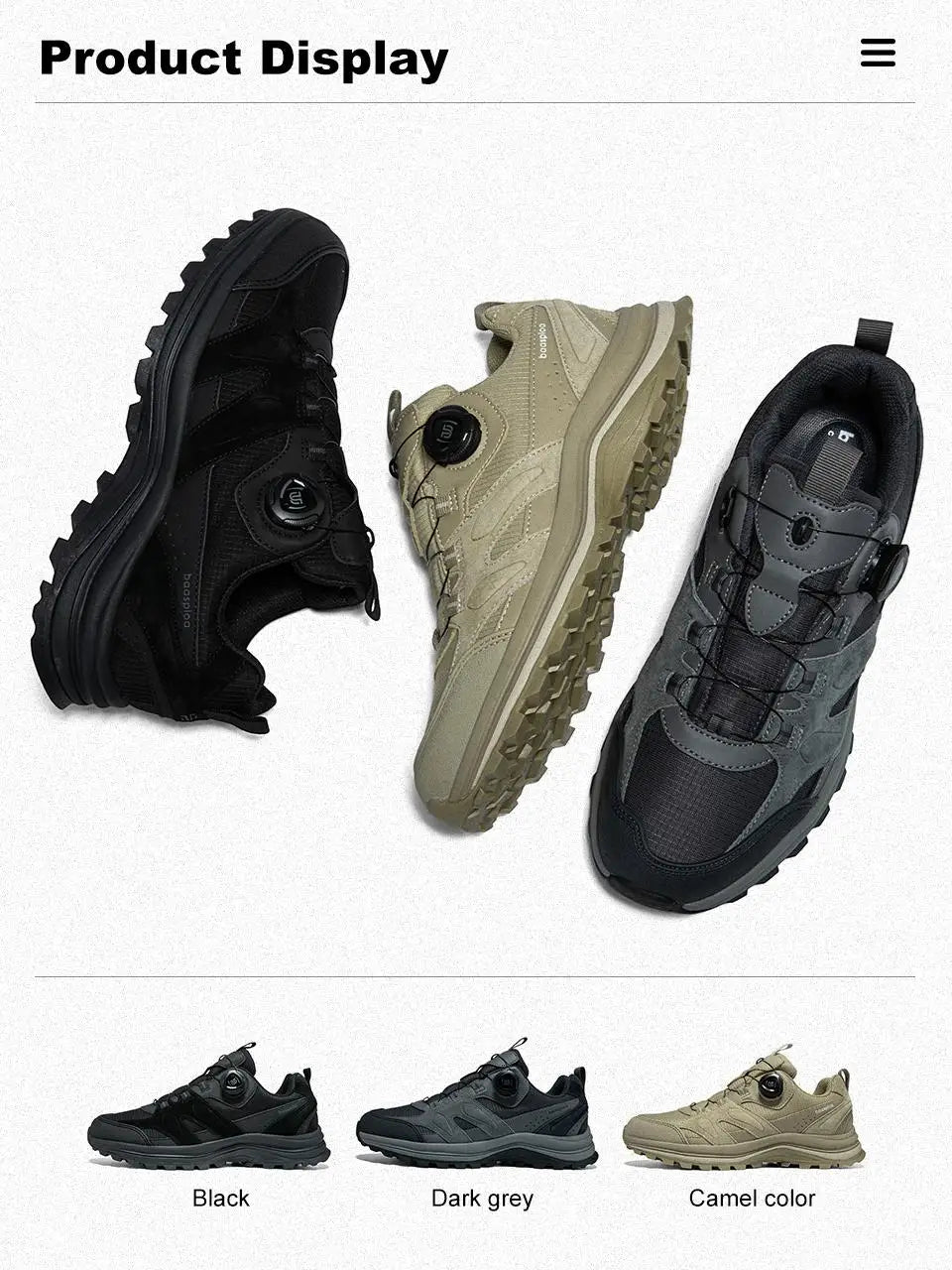 Baasploa Men Hiking Shoes Non-Slip Wear Resistant Outdoor Climbing Walking Shoes for Men Comfort Inner Cotton Outdoor Sneakers