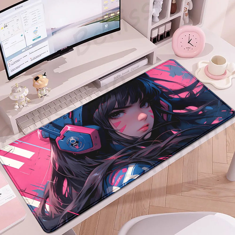 Gaming Accessories O-Overwatch D-D.va Mouse Pad Large Keyboard Mousepad Pc Cabinet Deskmat Xxl Extended Mats Gamer Mausepad