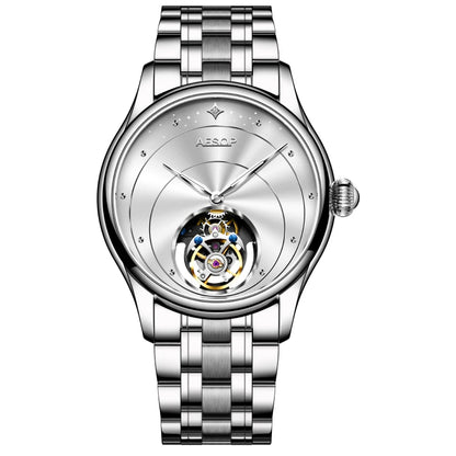 AESOP Mens Mechanical Wristwatches Flying Tourbillon Movement Skeleton Watch for Men Man Luxury Clocks Real Tourbillon Watch