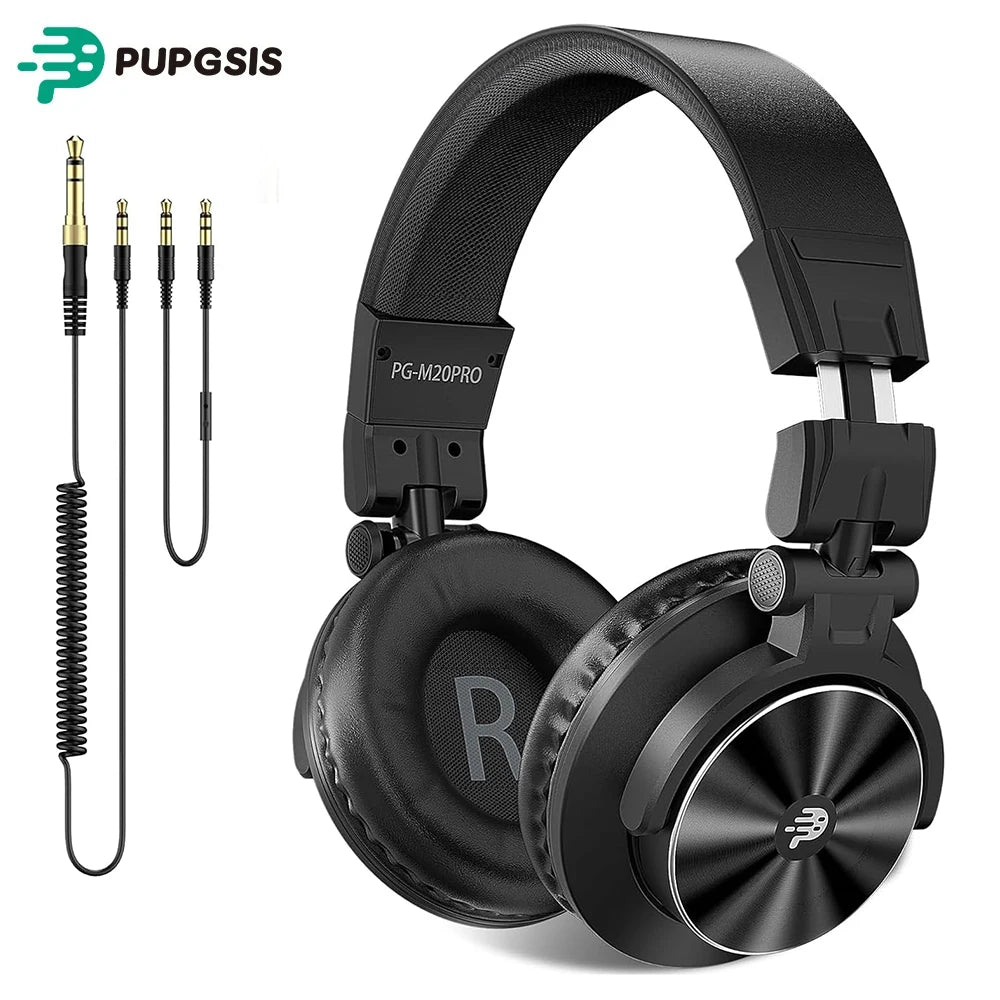 PUPGSIS Studio Monitor Headphones, Over Ear Headphones Wired, Professional 40kHz Hi-Res DJ Stereo Headphones - 1/4 to 3.5mm Jack